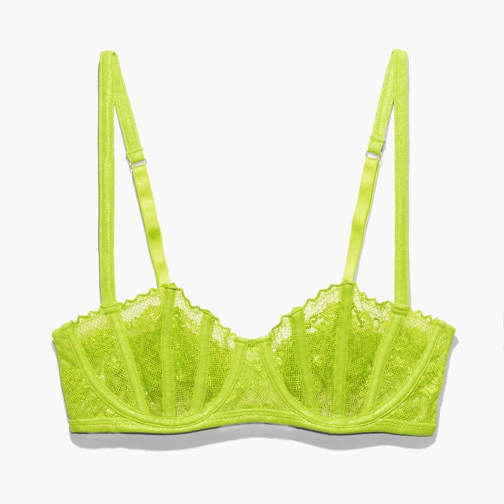 Savage Fenty Caged Lace Unlined Balconette Bra 34C - Fuji Apple Green